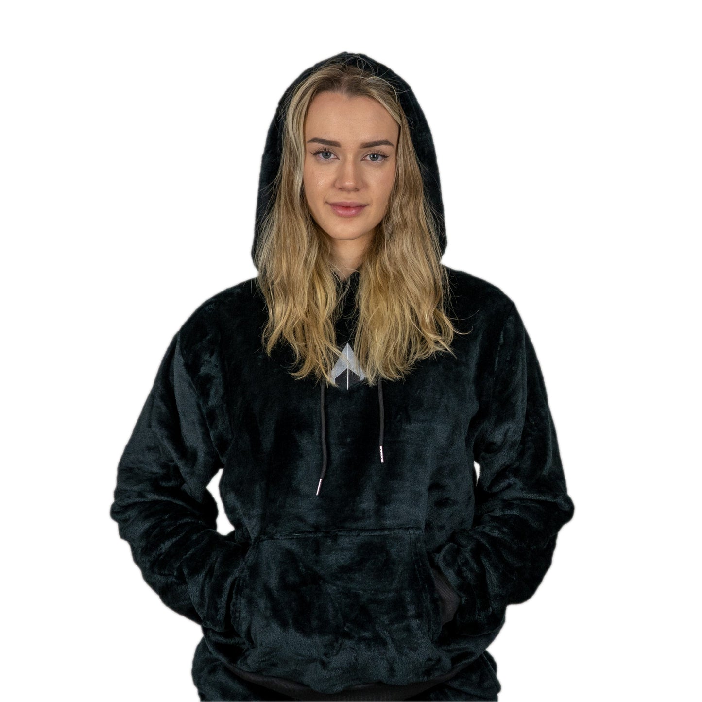 Schwarzer Plüsch-Hoodie | Unisex Plüsch-Hoodie | DropUP